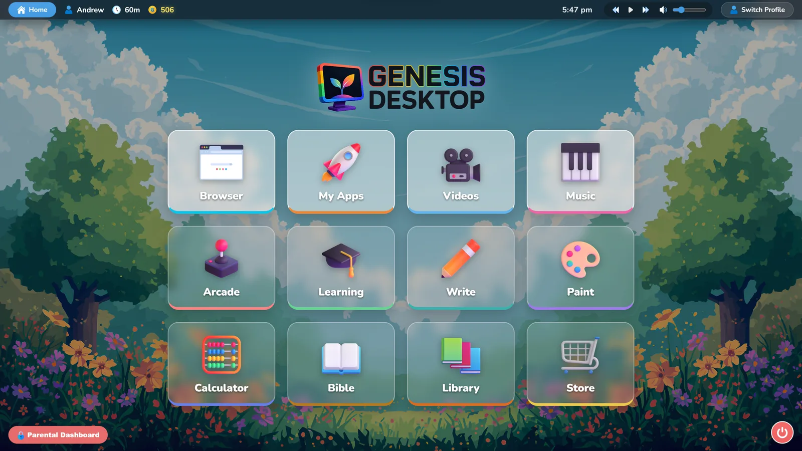 The real Genesis Desktop home screen